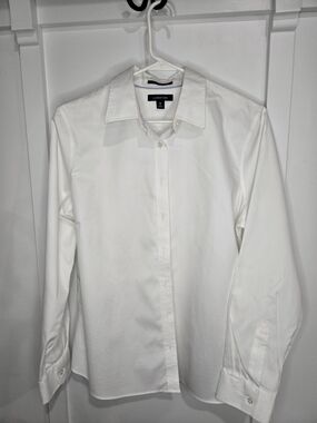 Lands' End White Women's Button-Up Dress Shirt